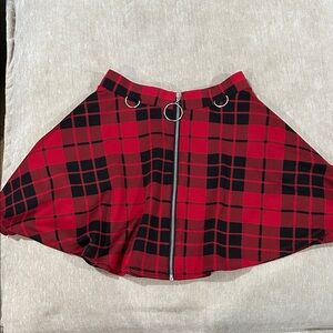 Hot Topic Red and Black Plaid Skater Skirt